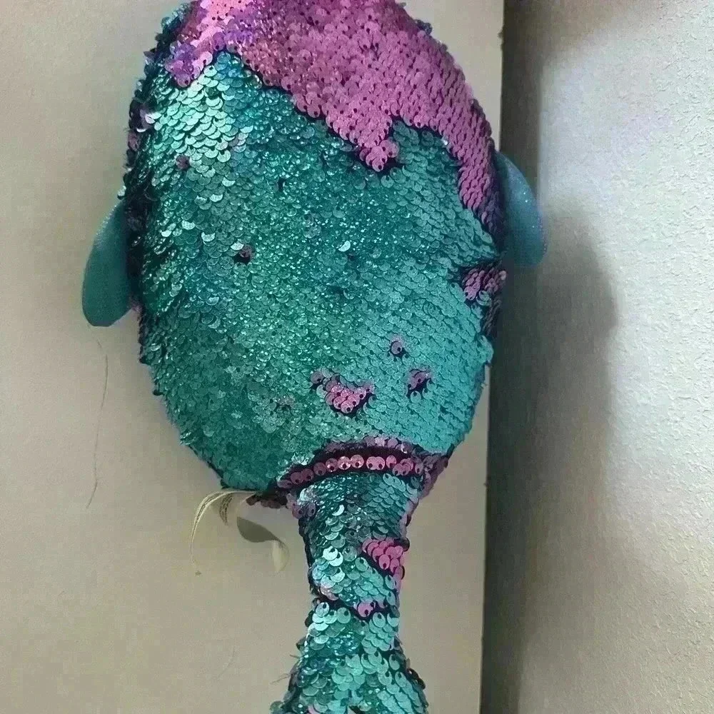 Narwal Plush Blue Purple Flip Sequined Shimmer Stuffed Animal Whale Toy